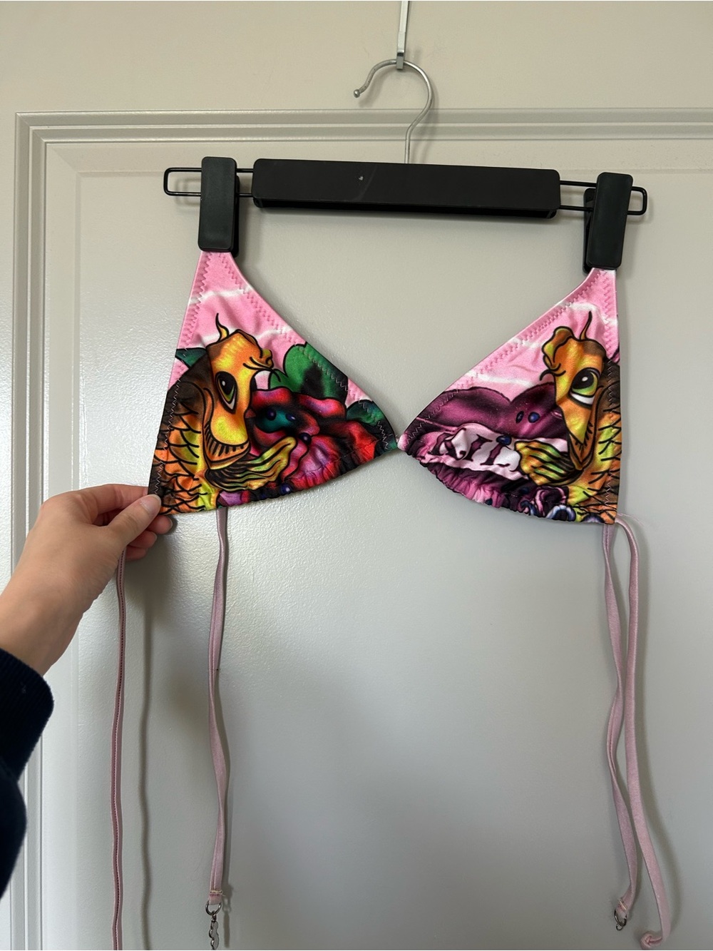 Ed Hardy Pink Floral Tattoo-Print Bikini Top